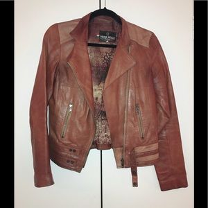Cognac Leather Moto Jacket